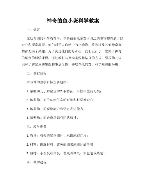 神奇的鱼小班科学教案