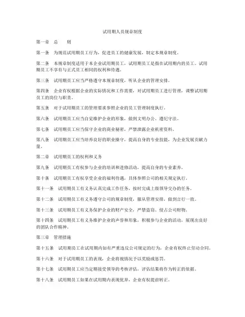 试用期人员规章制度