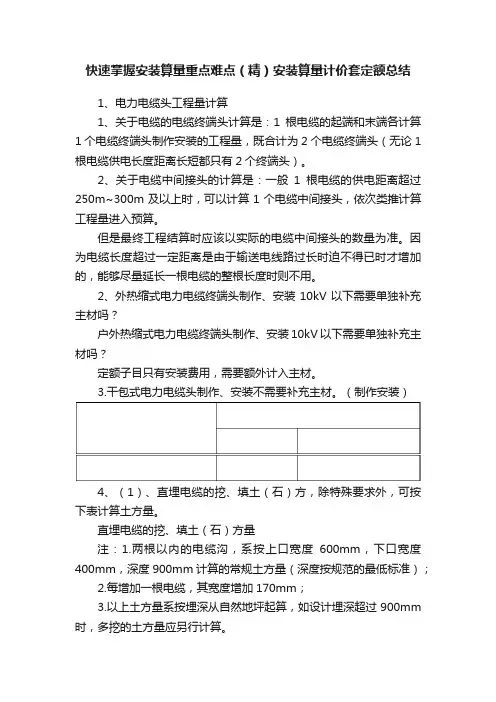 快速掌握安装算量重点难点（精）安装算量计价套定额总结