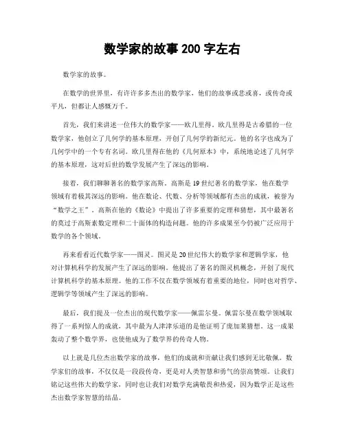 数学家的故事200字左右