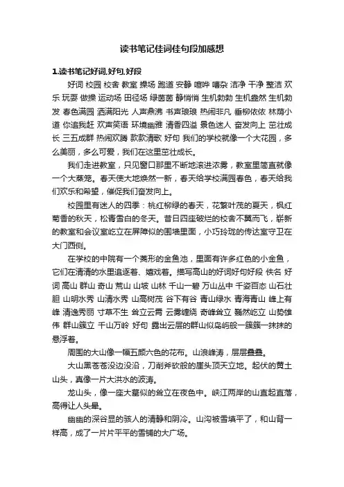 读书笔记佳词佳句段加感想