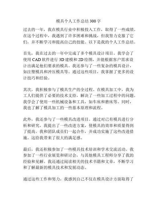 模具个人工作总结300字