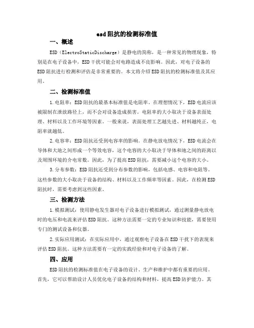 esd阻抗的检测标准值