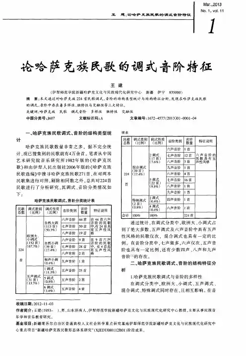 论哈萨克族民歌的调式音阶特征