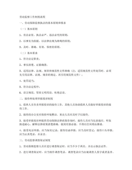劳动监察工作制度流程
