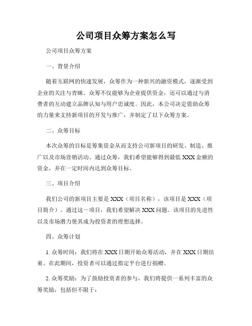 公司项目众筹方案怎么写