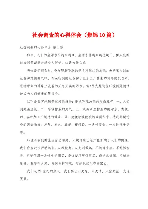 社会调查的心得体会(集锦10篇)