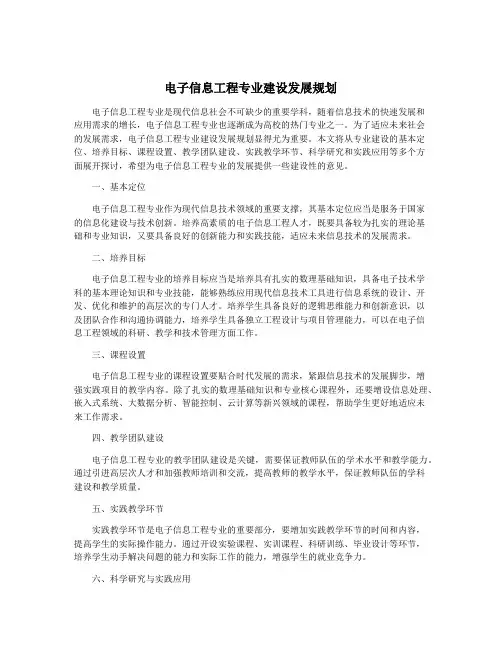 电子信息工程专业建设发展规划