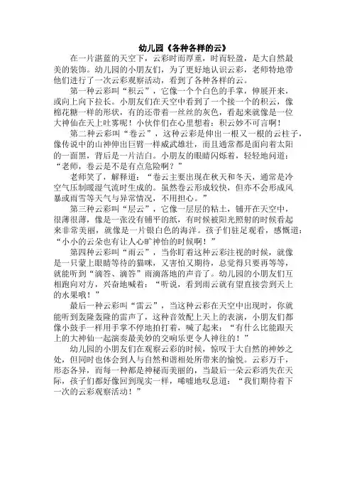 幼儿园《各种各样的云》