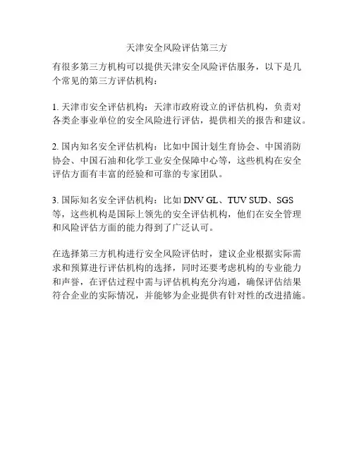 天津安全风险评估第三方