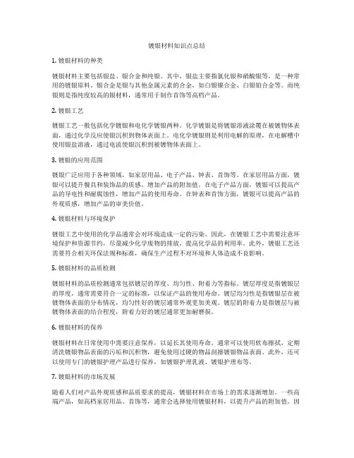 镀银材料知识点总结