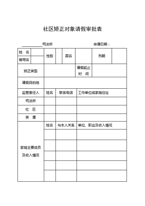 社区矫正对象请假审批表(新修订)
