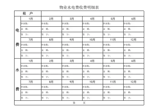 物业水电费明细表