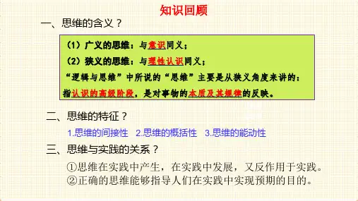 高中政治统编版  选择性必修三  《逻辑与思维》 1.2思维形态及其特征
