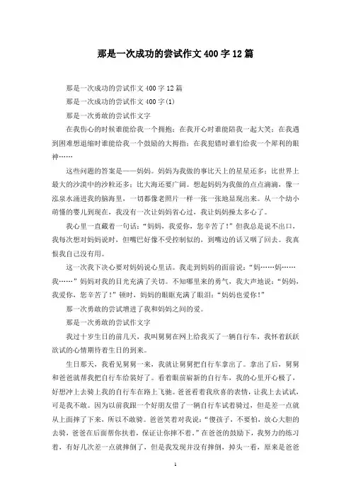 最新那是一次成功的尝试作文400字12篇