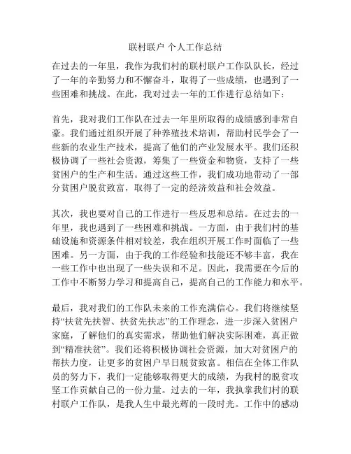 联村联户 个人工作总结