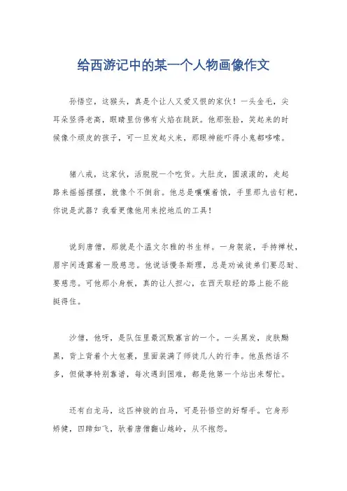 给西游记中的某一个人物画像作文