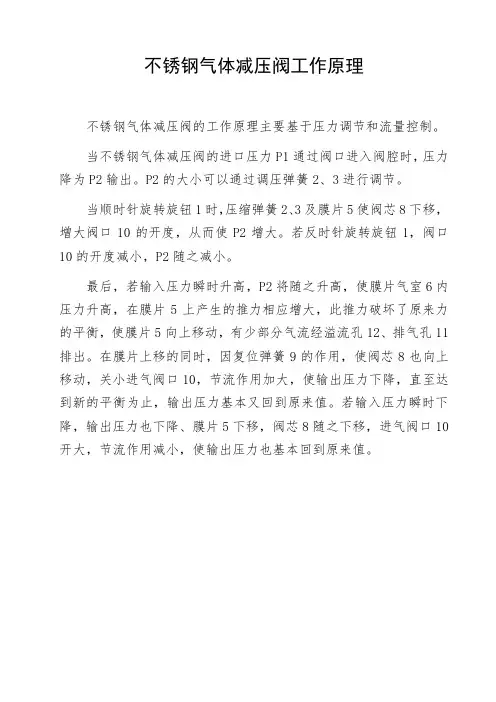 不锈钢气体减压阀工作原理