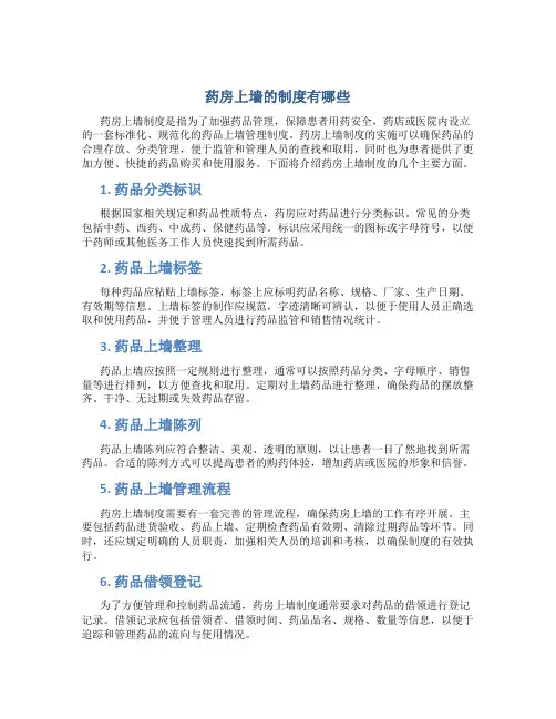 药房上墙的制度有哪些