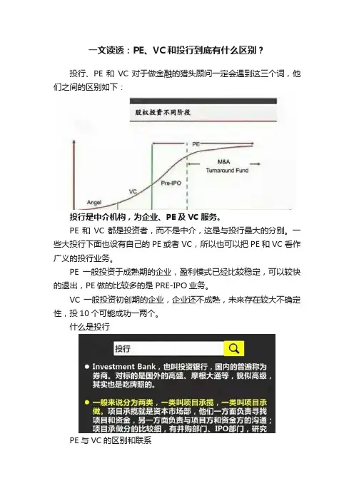 一文读透：PE、VC和投行到底有什么区别？