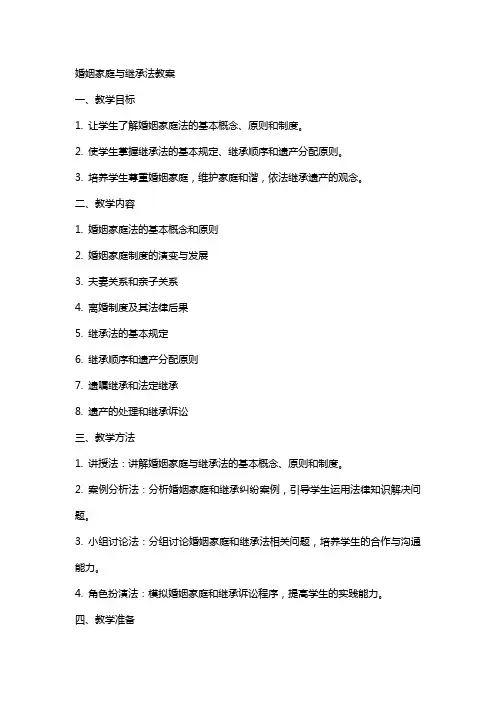 婚姻家庭与继承法教案
