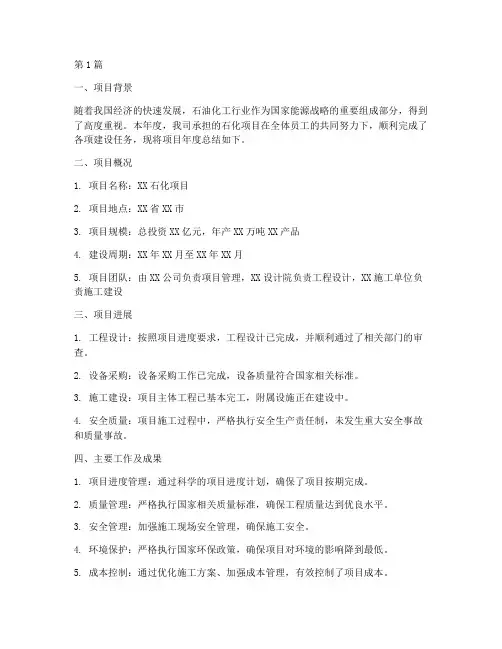 石化项目年度总结报告(3篇)