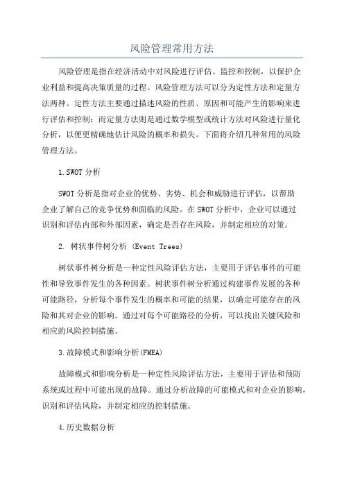 风险管理常用方法