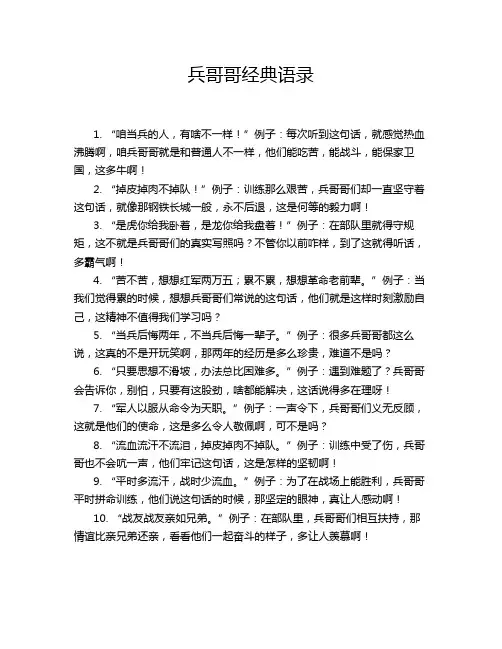 兵哥哥经典语录