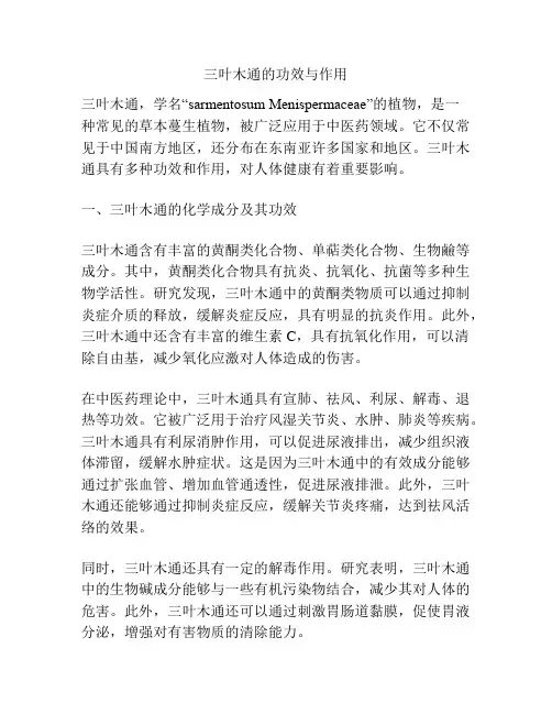 三叶木通的功效与作用