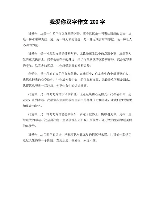 我爱你汉字作文200字