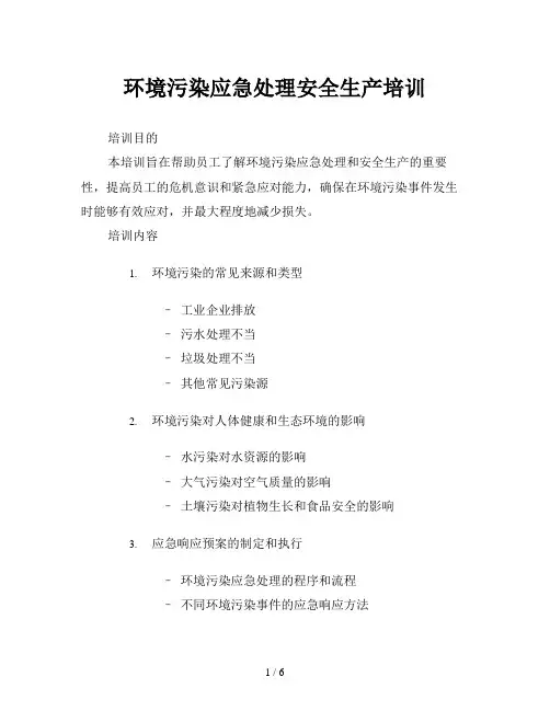环境污染应急处理安全生产培训