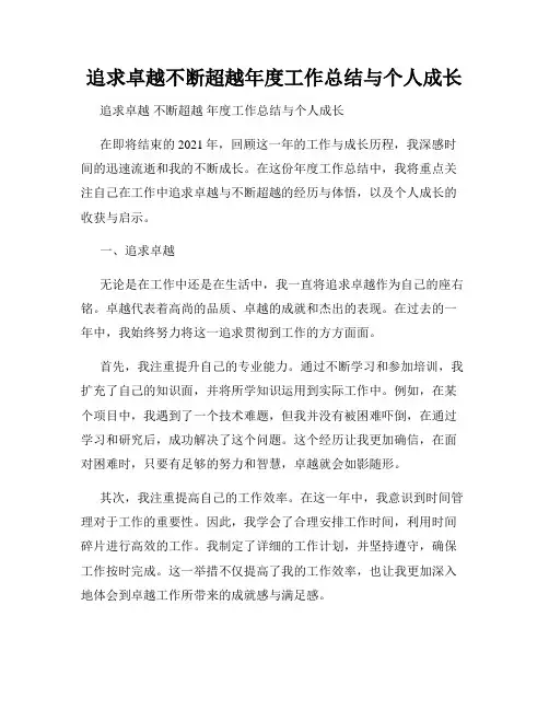 追求卓越不断超越年度工作总结与个人成长