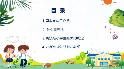 卡通风小学生宪法知识讲课PPT课件