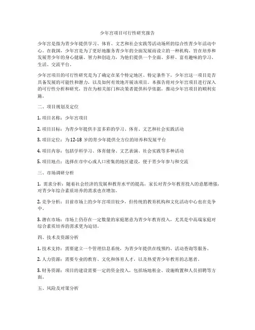少年宫项目可行性研究报告
