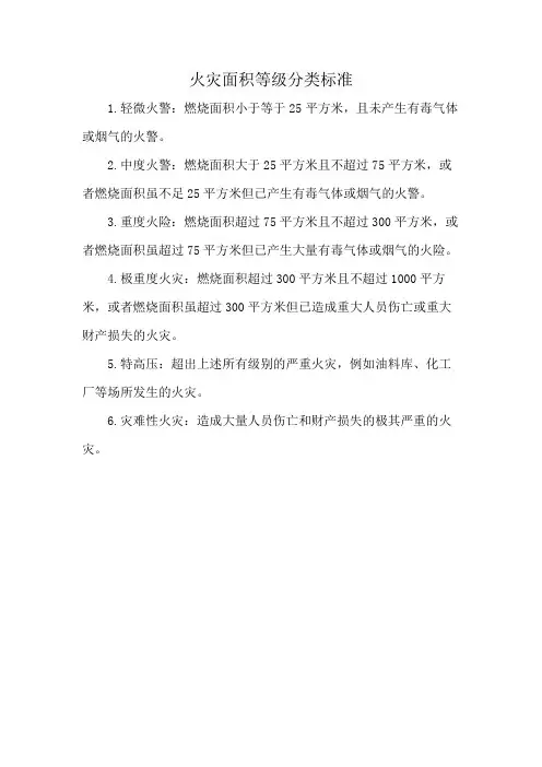 火灾面积等级分类标准