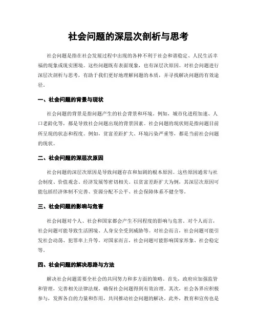 社会问题的深层次剖析与思考