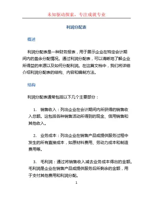 利润分配表