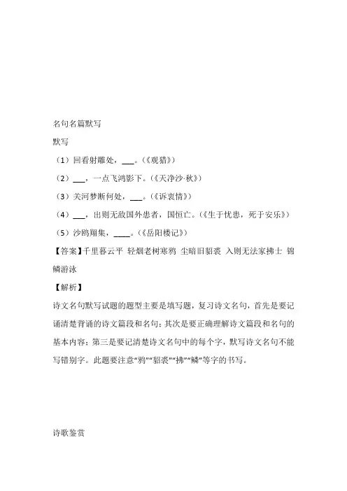 2023年语文上海市普陀区中考一模试卷带参考答案和解析