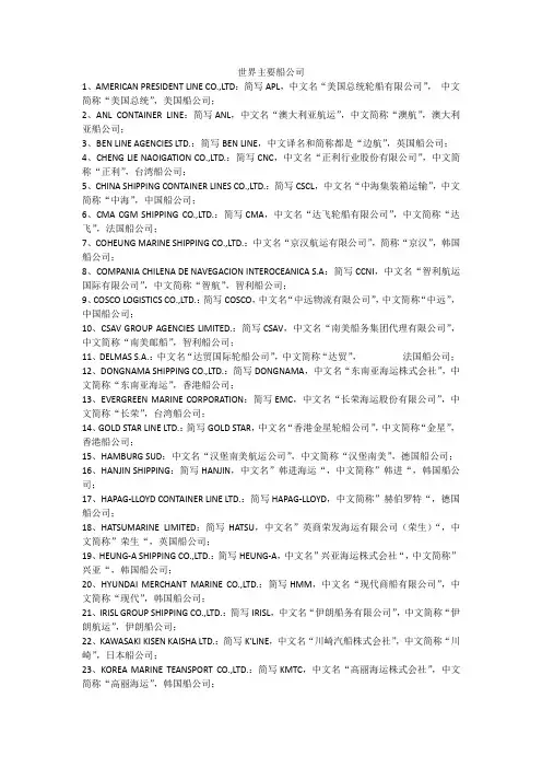 世界主要船公司