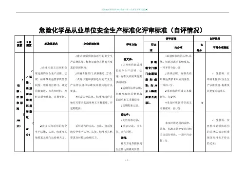 《危险化学品从业单位安全生产标准化评审标准》自评打分表修改
