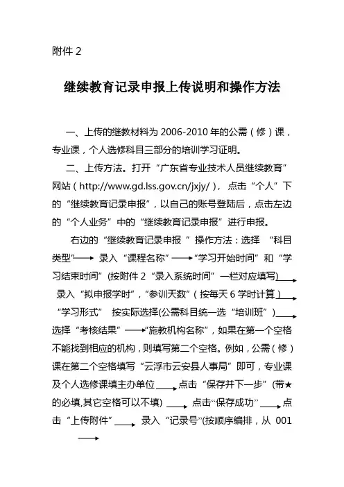 继续教育记录申报上传说明和操作方法