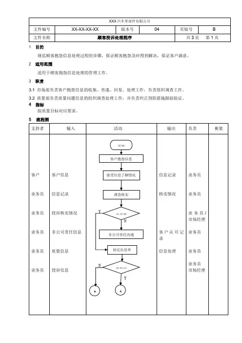 顾客投诉处理程序