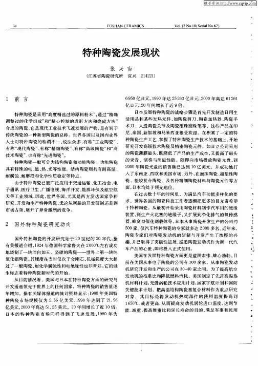 特种陶瓷发展现状