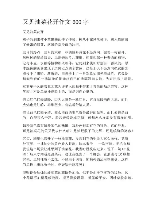 中学作文-散文抒情文-又见油菜花开作文600字