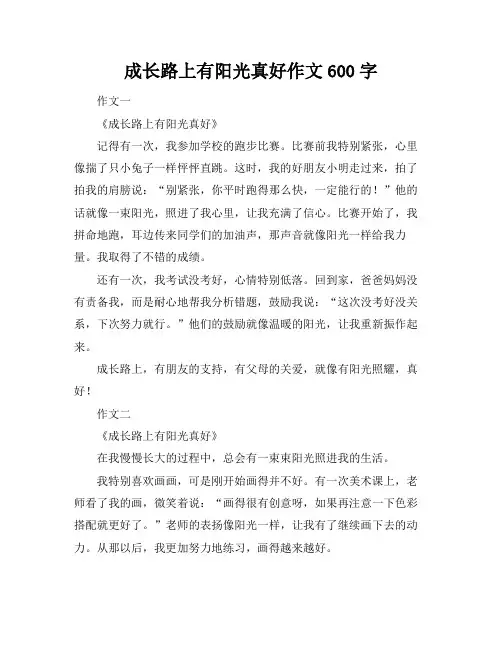 成长路上有阳光真好作文600字