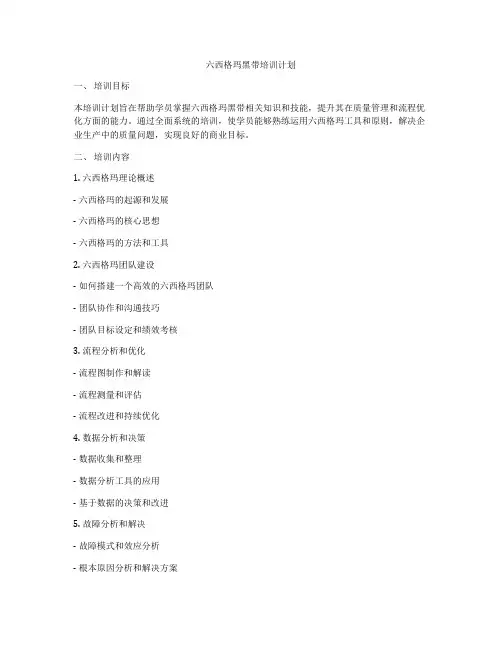 六西格玛黑带培训计划