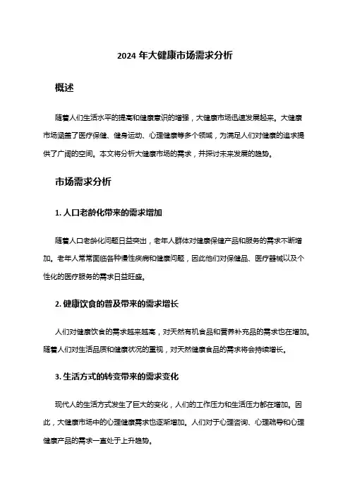 2024年大健康市场需求分析