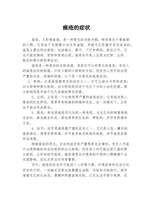 痤疮的症状