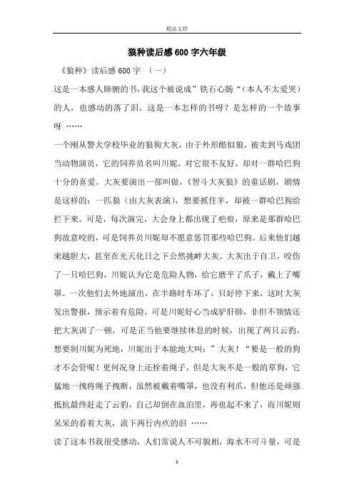 狼种读后感600字六年级