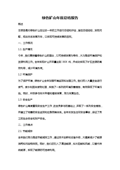 绿色矿山年度总结报告